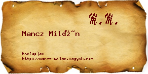 Mancz Milán névjegykártya