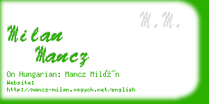 milan mancz business card